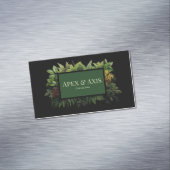 Lush Green Fern Foliage Black Modern Botanical マグネット名刺 (インサイチュ)