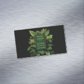 Lush Green Fern Foliage Black Modern Botanical マグネット名刺 (インサイチュ)