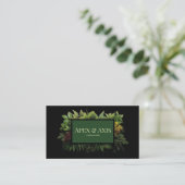 Lush Green Fern Foliage Black Modern Botanical 名刺 (スタンド正面)