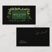 Lush Green Fern Foliage Black Modern Botanical 名刺 (正面/裏面)