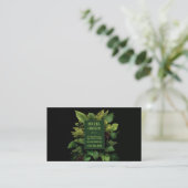 Lush Green Fern Foliage Black Modern Botanical 名刺 (スタンド正面)