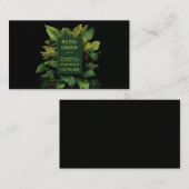 Lush Green Fern Foliage Black Modern Botanical 名刺 (正面/裏面)