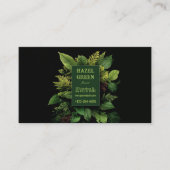 Lush Green Fern Foliage Black Modern Botanical 名刺 (正面)