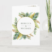Lush Green Ferns Photo Collage QR Code Wedding 招待状 (正面)