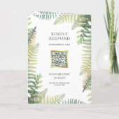 Lush Green Ferns Photo Collage QR Code Wedding 招待状 (裏面)