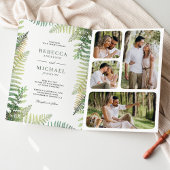 Lush Green Ferns Photo Collage QR Code Wedding 招待状