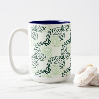 Lush Green Leaves And Vines Pattern ツートーンマグカップ