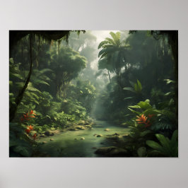 Lush Green Tropical Rainforest Jungle River ポスター