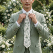 Lush Green Watercolor Eucalyptus Leaves ネクタイ