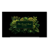 Lush Greenery Black Gold Frame Botanical マグネット名刺 (正面)