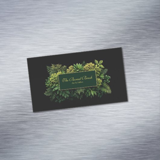 Lush Greenery Black Gold Frame Botanical マグネット名刺 (インサイチュ)