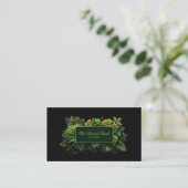 Lush Greenery Black Gold Frame Botanical 名刺 (スタンド正面)