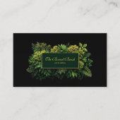 Lush Greenery Black Gold Frame Botanical 名刺 (正面)