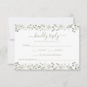 Lush Greenery Eucalyptus Floral Wedding RSVP card (正面)