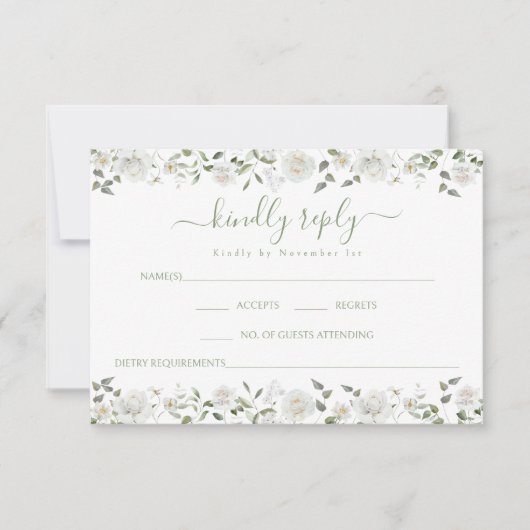 Lush Greenery Eucalyptus Floral Wedding RSVP card (正面)