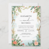 Lush Greenery Floral Frame Wedding 招待状 (正面)