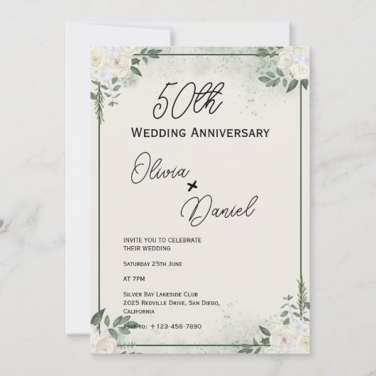 Lush Greenery Wedding Anniversary Invitations 招待状 (正面)