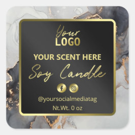 Lush Luguary Ink Black and金ゴールドSoy Labels スクエアシール