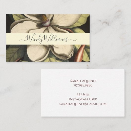 Lush Magnolia絵を描開花スクリプトの種類のバナー 名刺 (正面/裏面)