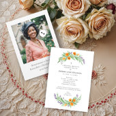 Lush Minimalist Floral Oval Effect Photo Funeral  招待状