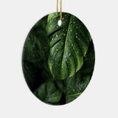 Lush Monstera Leaves with Morning Dew Drops セラミックオーナメント (右)