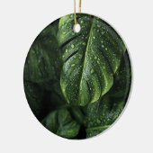Lush Monstera Leaves with Morning Dew Drops セラミックオーナメント (左)