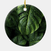 Lush Monstera Leaves with Morning Dew Drops セラミックオーナメント (裏面)