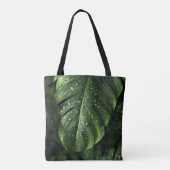 Lush Monstera Leaves with Morning Dew Drops トートバッグ (裏面)