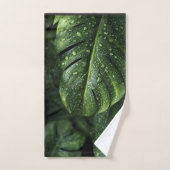 Lush Monstera Leaves with Morning Dew Drops バスタオルセット (ハンドタオル)