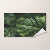Lush Monstera Leaves with Morning Dew Drops バスタオルセット (ハンドタオル)