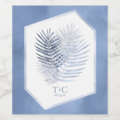 Lush Palm 結婚 Leaf's Blue ID956 ワインラベル (シングルラベル)