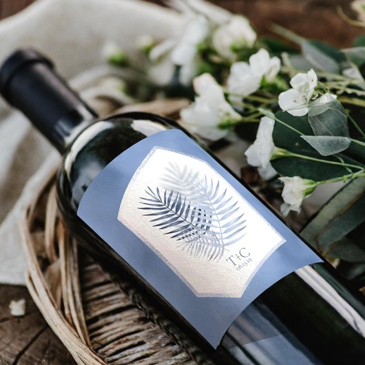 Lush Palm 結婚 Leaf's Blue ID956 ワインラベル
