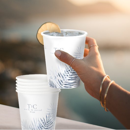 Lush Palm 結婚 Leaf's Windsor Blue/Wht ID956 紙コップ