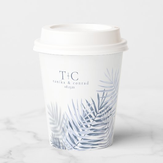 Lush Palm 結婚 Leaf's Windsor Blue/Wht ID956 紙コップ (正面)