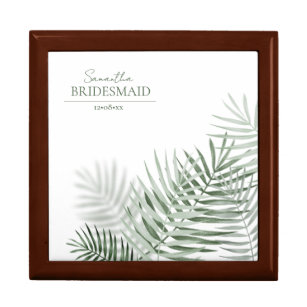 Lush Palm Leafの結婚Bridesmaid Green/Wht ID956 ギフトボックス