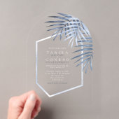 Lush Palm Leaf Wedding Windsor Blue ID956 アクリル招待状 (インサイチュ (ポータブル))