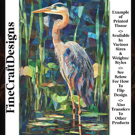 Lush Paper Mosaic Collage Heron Bird BV5 デコパージュ 薄葉紙