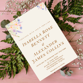Lush Pastel Wildflower Corner Bouquet Watercolor  招待状