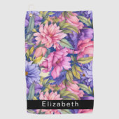 Lush Pink and Purple Flowers Personalized ゴルフタオル (正面)