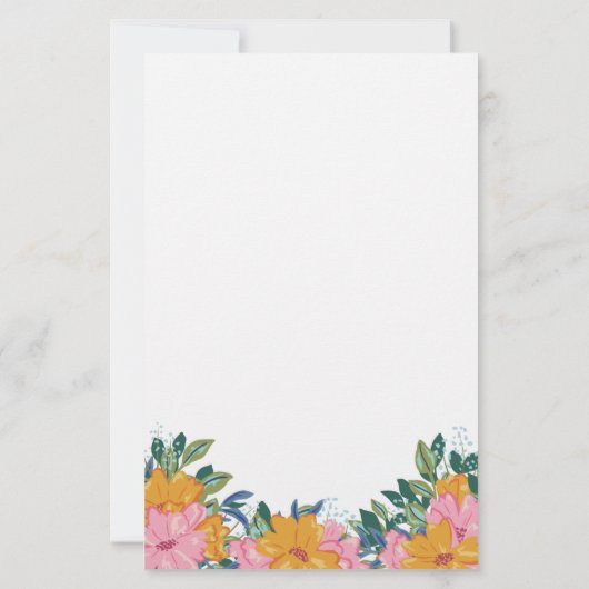 Lush Pink Yellow Flowers Name & Initial 便箋 (裏面)