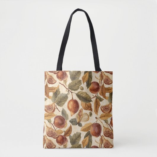  Lush Plums & Fig Leaf Tote Bag | Artistic Florals トートバッグ (正面)
