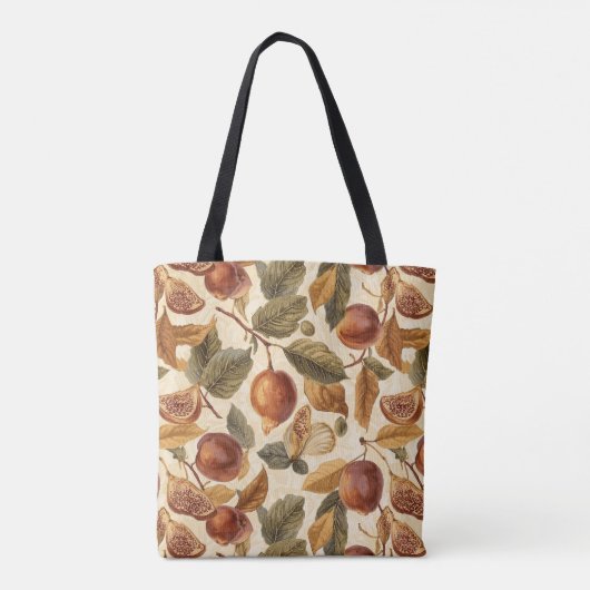  Lush Plums & Fig Leaf Tote Bag | Artistic Florals トートバッグ (裏面)