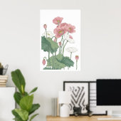 Lush Poppy Blooms Print - Airy Pink Flowers with ポスター (ホームオフィス)