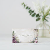 Lush Purple Floral Garden Watercolor Gold Frame 名刺 (スタンド正面)