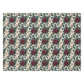 Lush Red And Burgundy Roses With Dark Green Leaves テーブルクロス (正面(横))