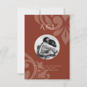 Lush Siennaクラシックダマスクエレガントフォト結婚ズ セーブザデート (裏面)