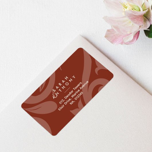 Lush Sienna Damaskクラシックの結婚住所 ラベル