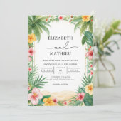 Lush Tropical Arch Bloom Wedding 招待状 (スタンド正面)