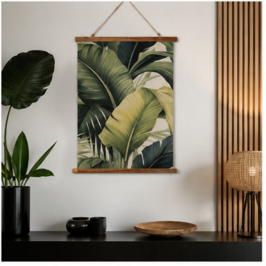Lush Tropical Banana Leaf Botanical Wall Art 吊り下げ型タペストリー