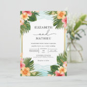 Lush Tropical Flora Archway Wedding 招待状 (スタンド正面)